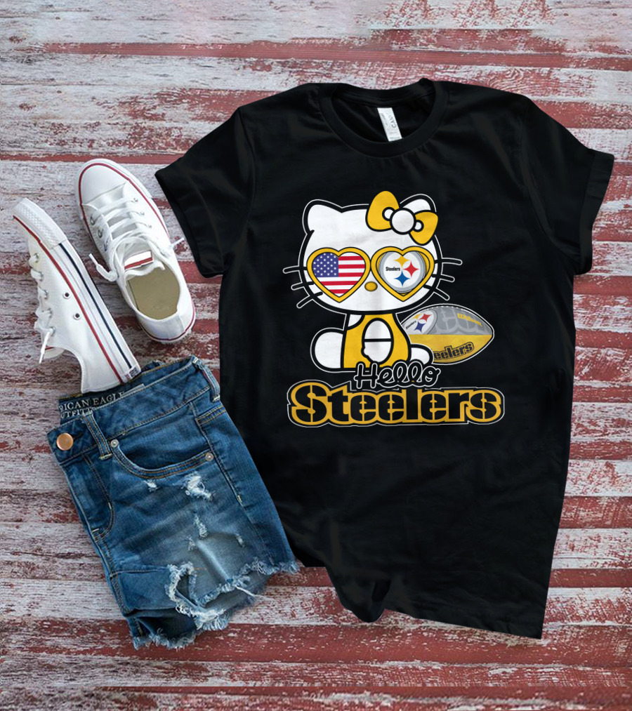 Hello Steelers Hello Kitty Pittsburgh Football T-Shirt