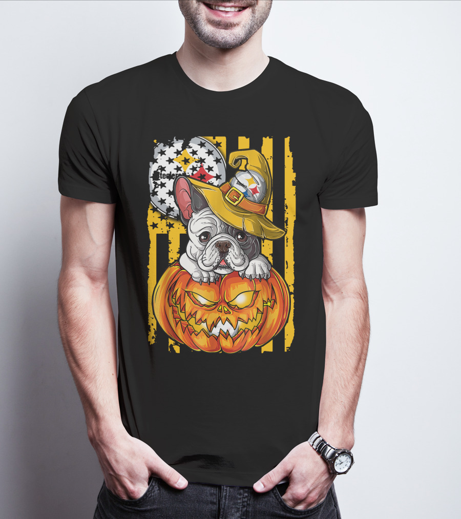 Steelers Bulldog Halloween Pumpkin Pittsburgh T-Shirt