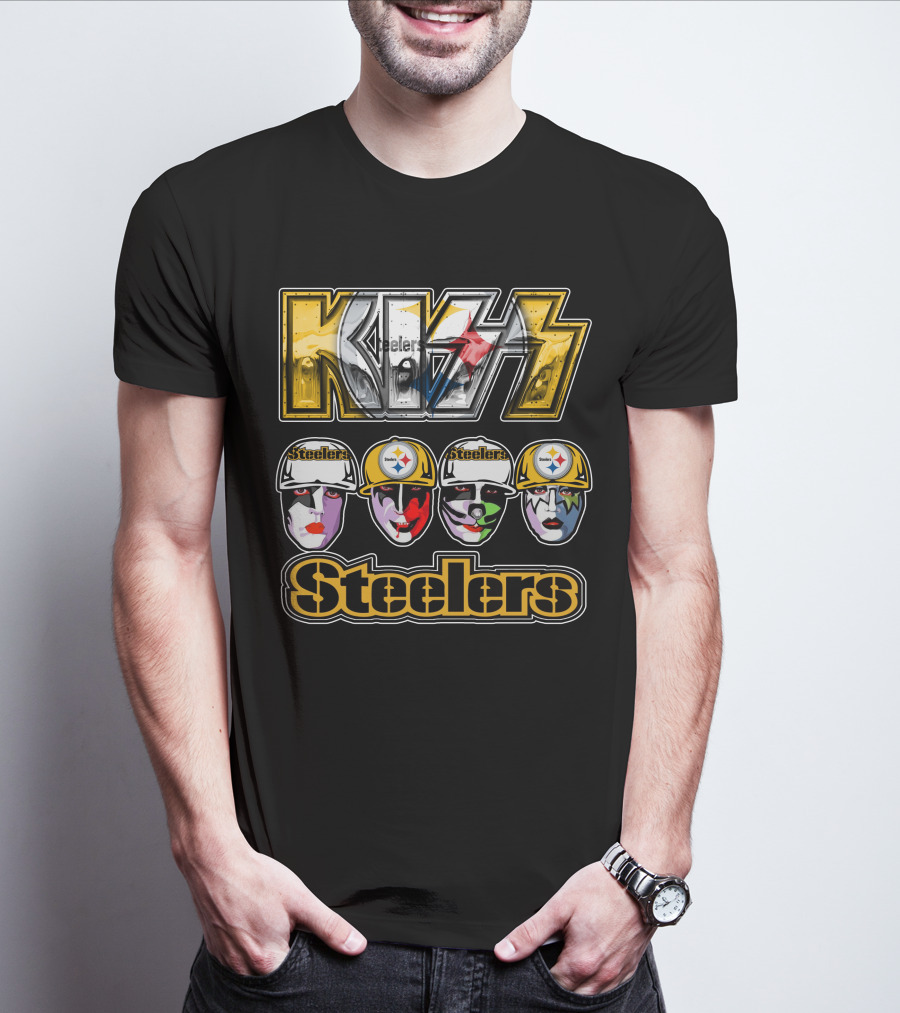 Kiss Steelers Pittsburgh Faces In Helmets T-Shirt