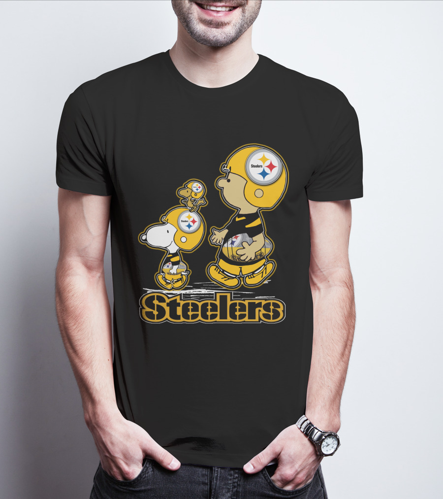 Snpfootball Pittsburgh Steelers Charlie Brown And Snoopy Peanuts Steelers Helmets T-Shirt
