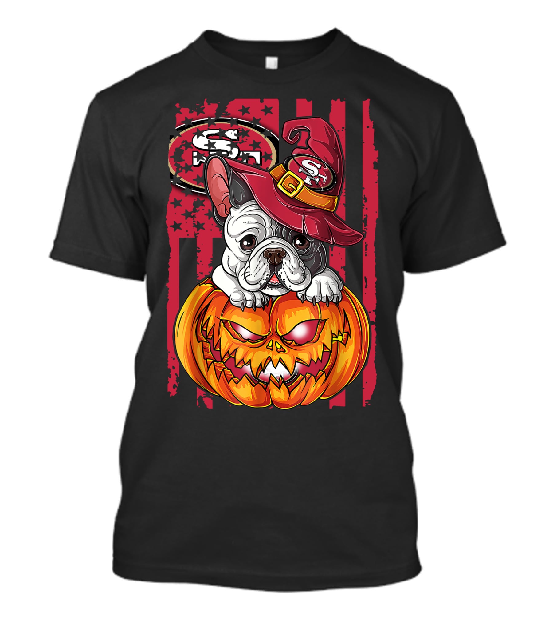 Hlw Bulldog San Francisco 49ers Halloween Pumpkin T-Shirt