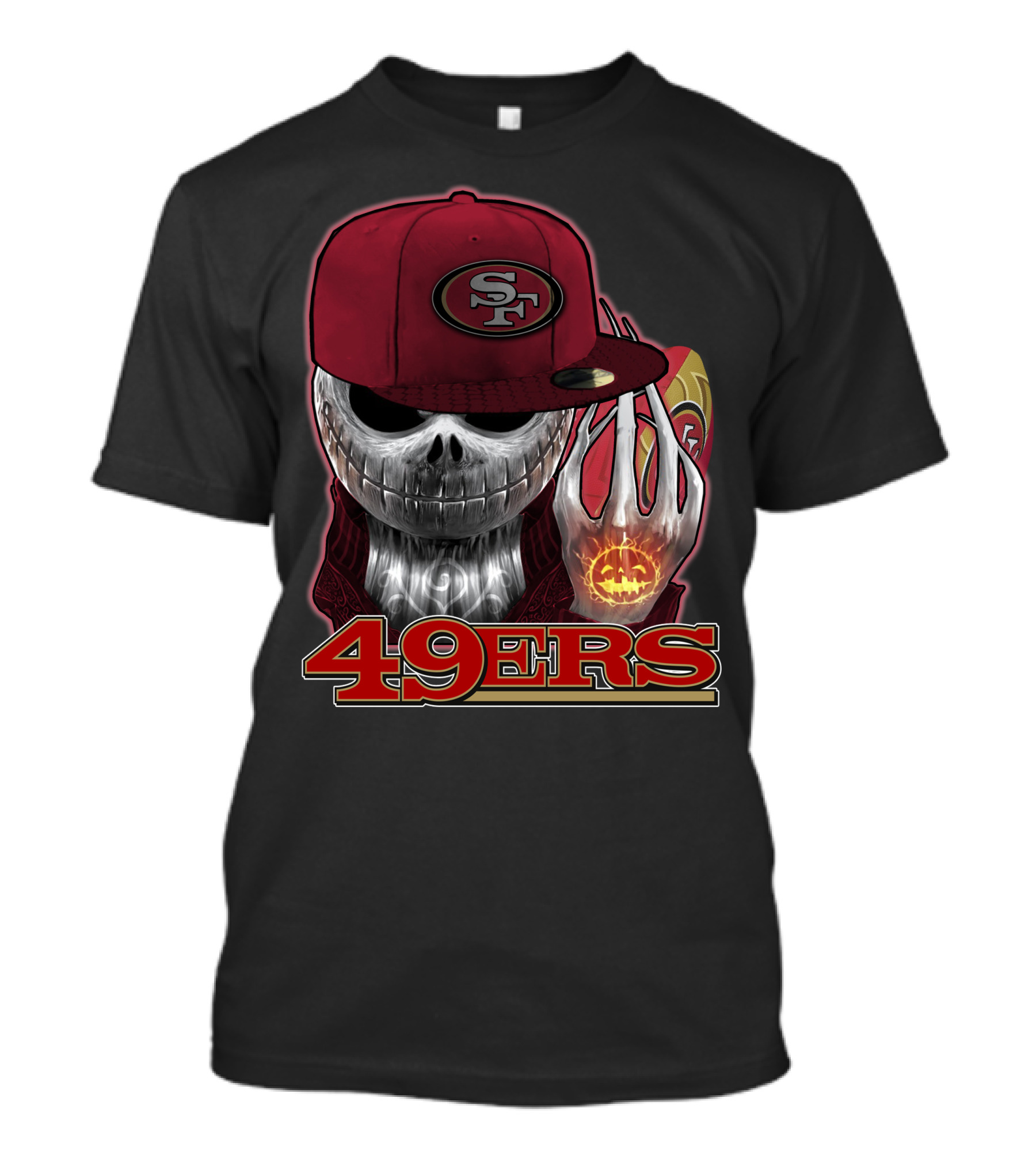Jackskull 49ers SF Pumpkin Halloween Football T-Shirt