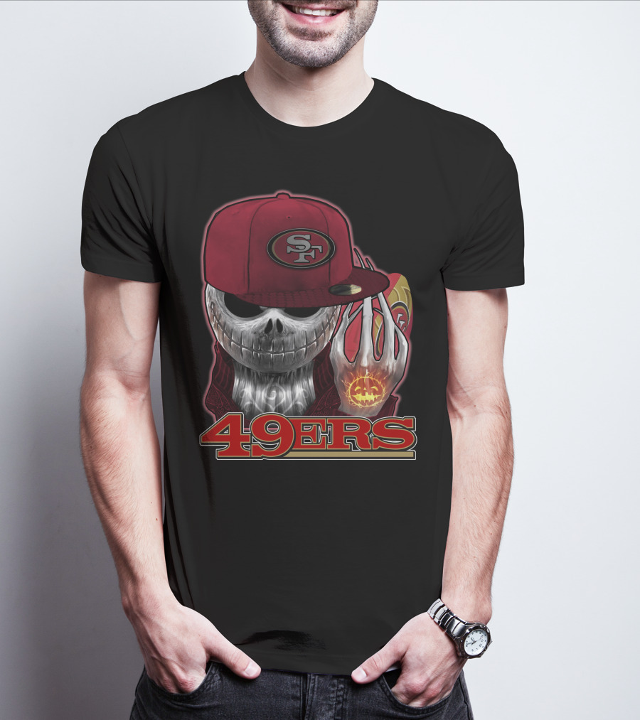 Jackskull 49ers SF Pumpkin Halloween Football T-Shirt