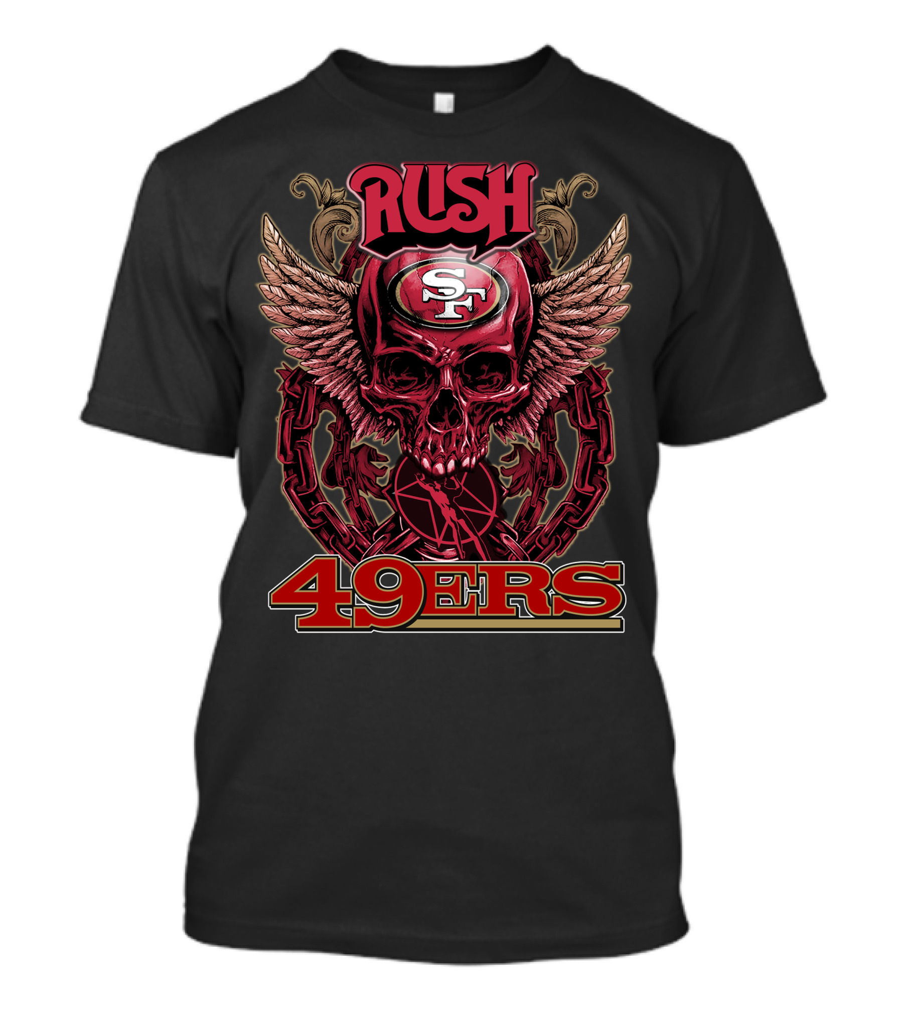 Rush San Francisco 49ers Winged Skull Logo 49ers T-Shirt
