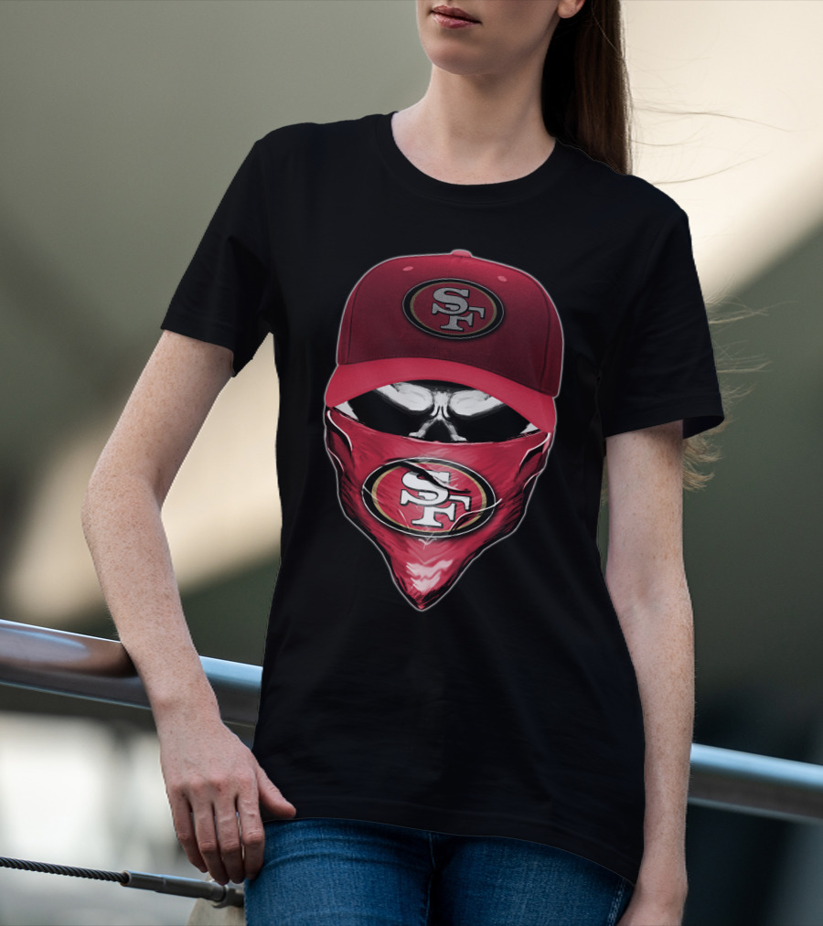 San Francisco 49ers Skull V6 SF Logo Cap And Bandana Kombination T-Shirt