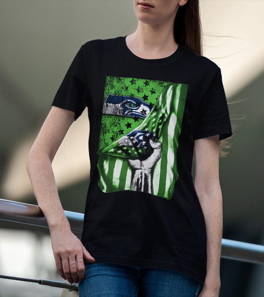 Seattle Seahawks Flag Stars And Stripes Concept T-Shirt