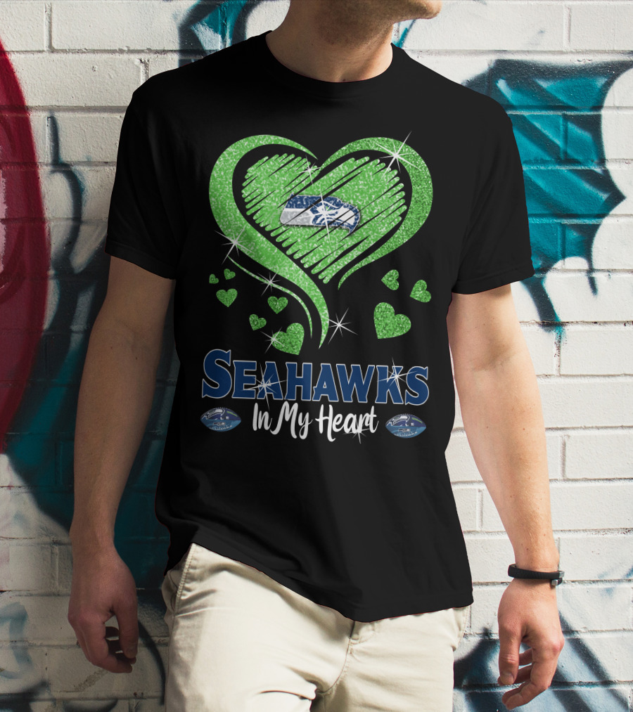 Seahawks In My Heart Sparkling Glitter Design With Team T-Shirt
