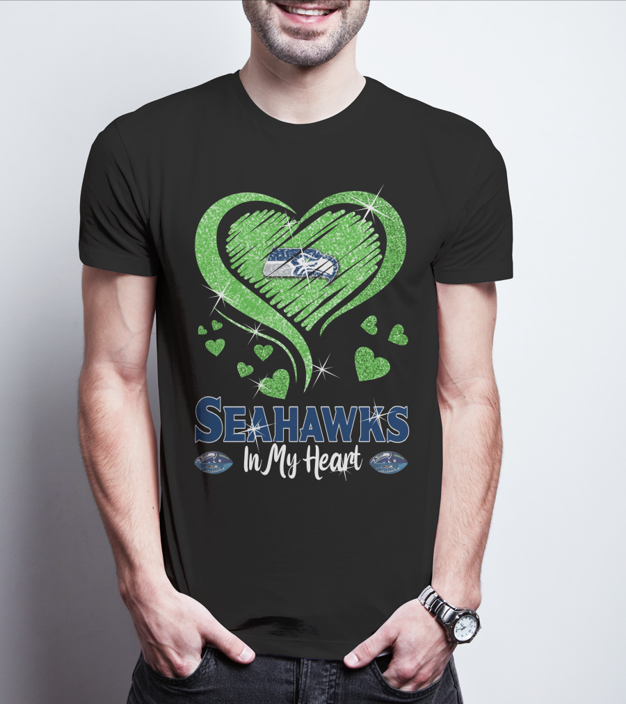 Seahawks In My Heart Sparkling Glitter Design With Team T-Shirt