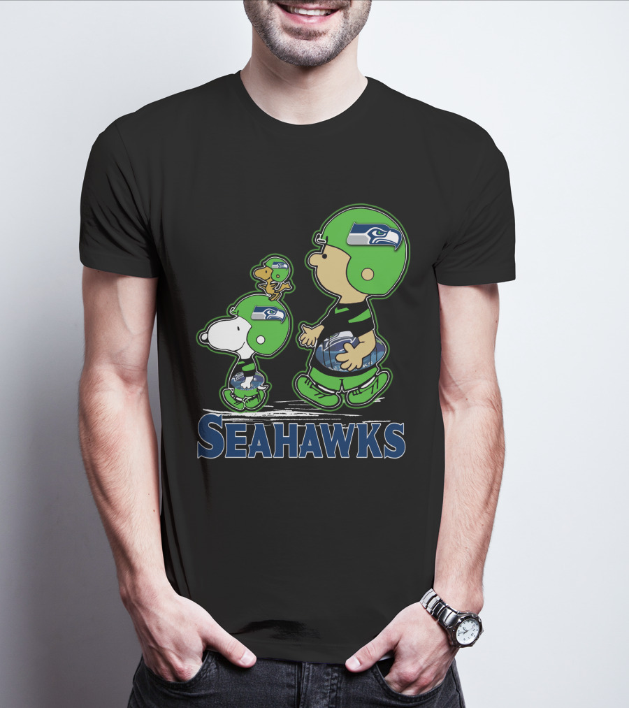 Snpfootball Seattle Seahawks Peanuts Characters Football Helmets Collaboration T-Shirt
