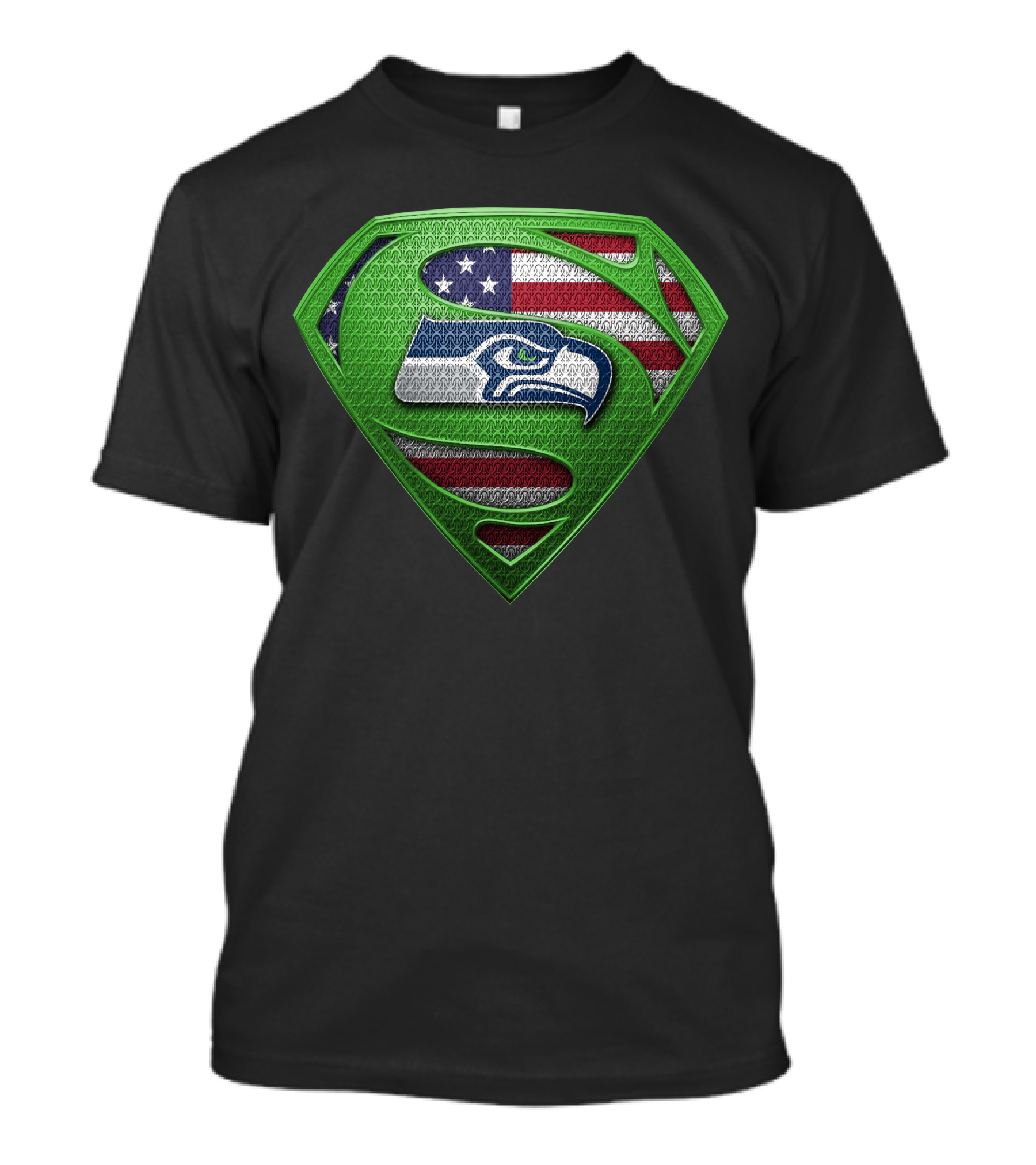 Seattle Seahawks American Flag Superhero T-Shirt