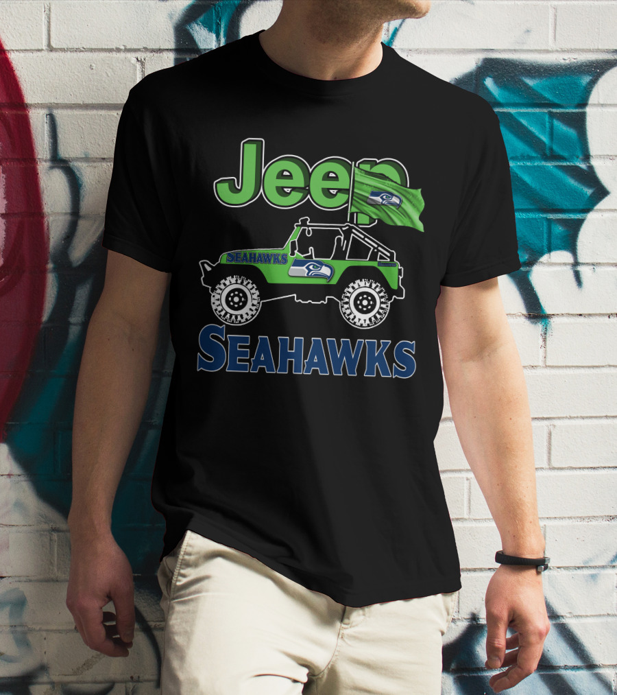 Jeep Seattle Seahawks Enthusiast Ride Flag T-Shirt