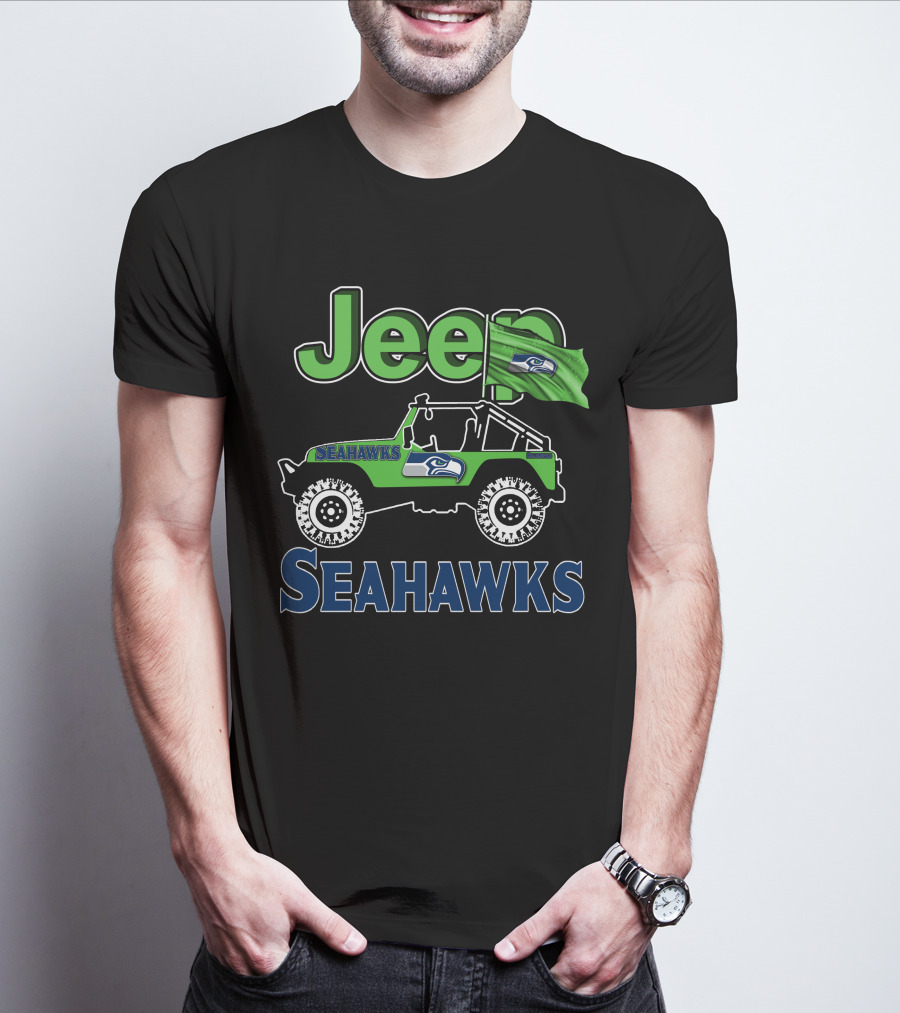 Jeep Seattle Seahawks Enthusiast Ride Flag T-Shirt