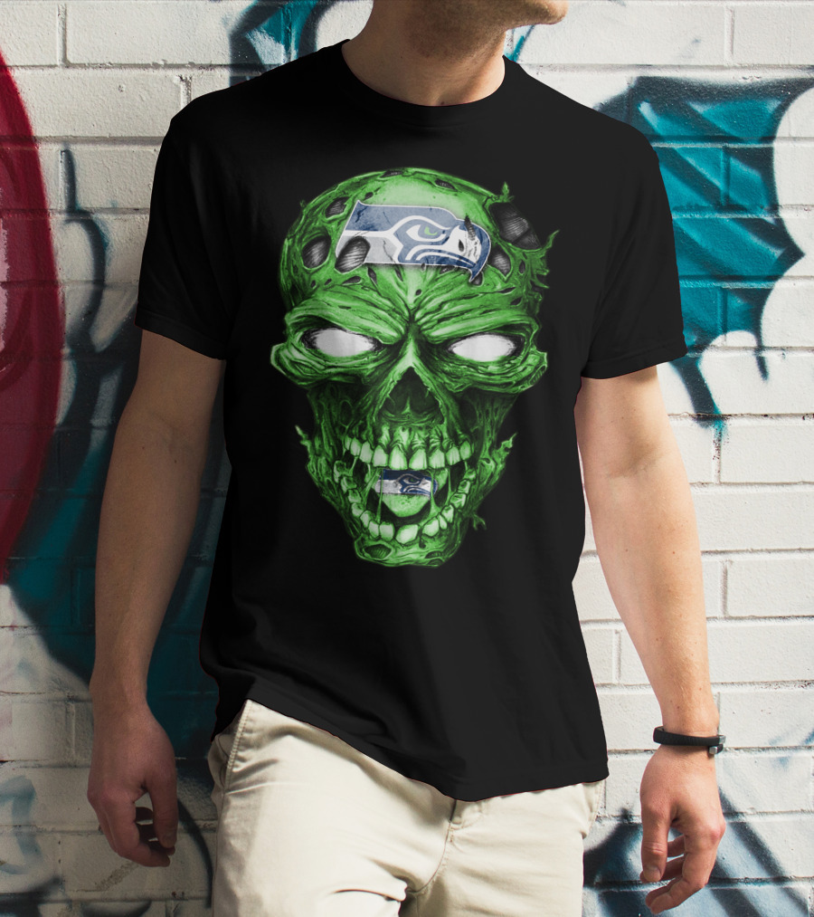 Skull V2 Seattle Seahawks Green Zombie T-Shirt