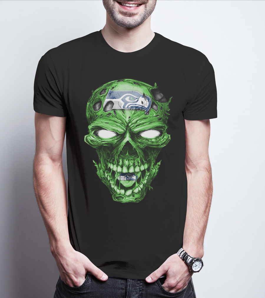 Skull V2 Seattle Seahawks Green Zombie T-Shirt