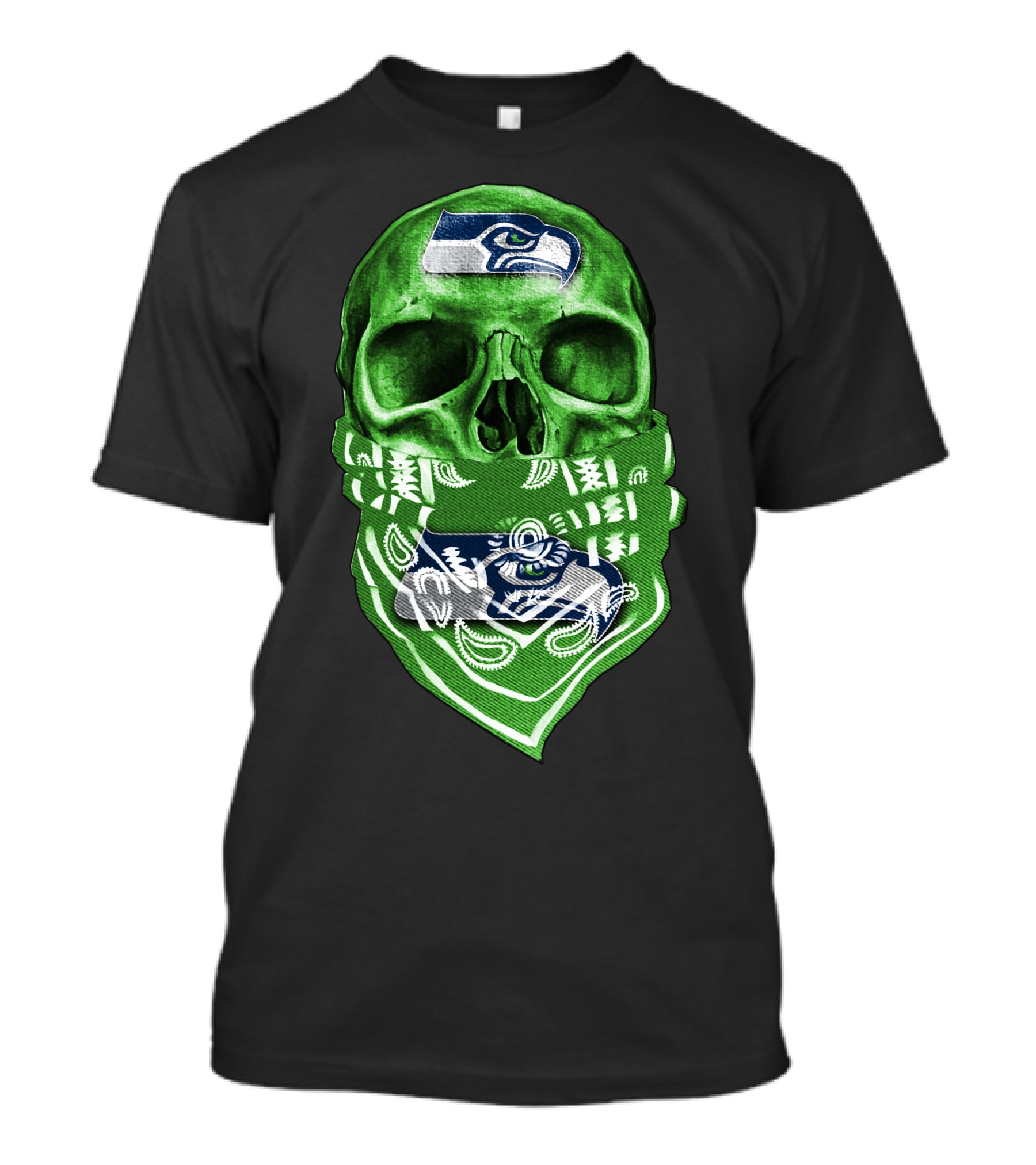 Skull V5 Seattle Seahawks Logo Bandana T-Shirt