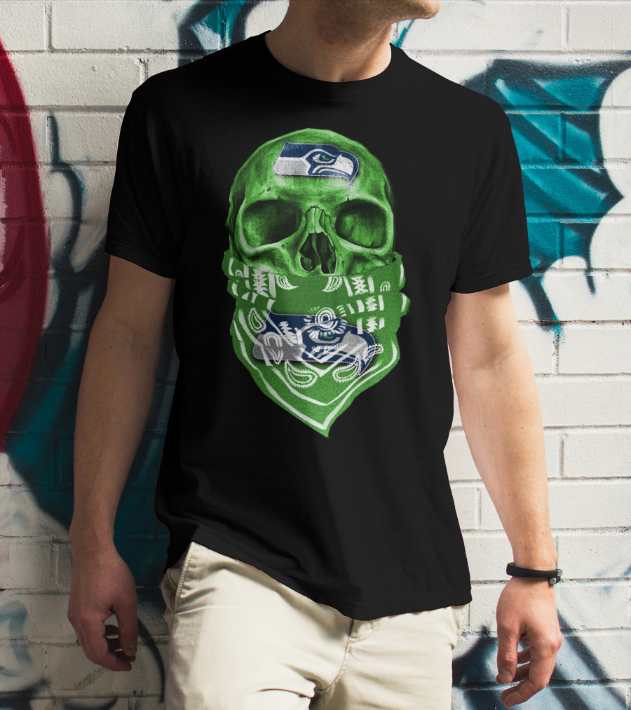 Skull V5 Seattle Seahawks Logo Bandana T-Shirt