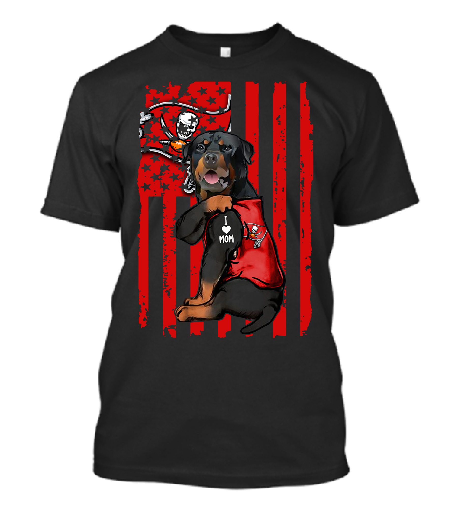 Rottweiler Tampa Bay Buccaneers I Love Mom Flag T-Shirt