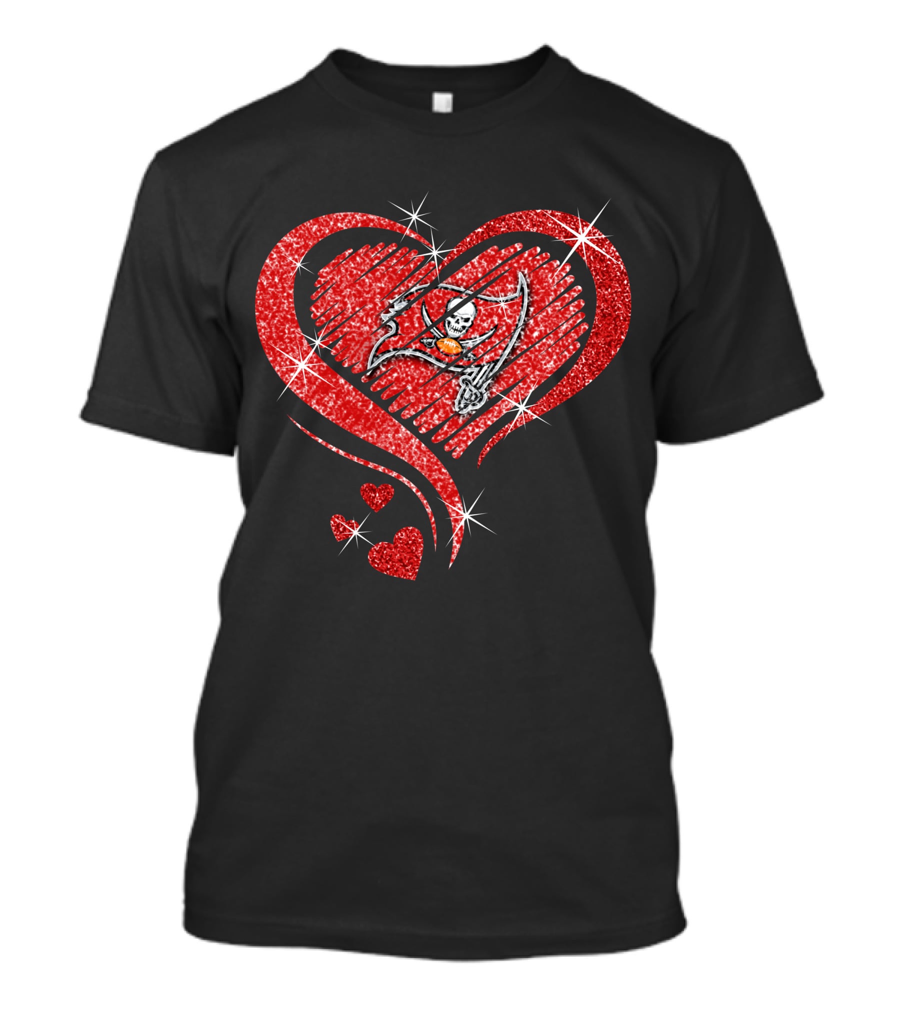 Heart Diamond Tampa Bay Buccaneers Glitter Logo Sparkle T-Shirt