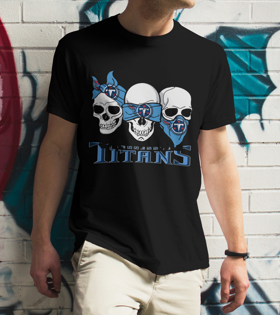 Three Skulls Tennessee Titans Bandanas T-Shirt