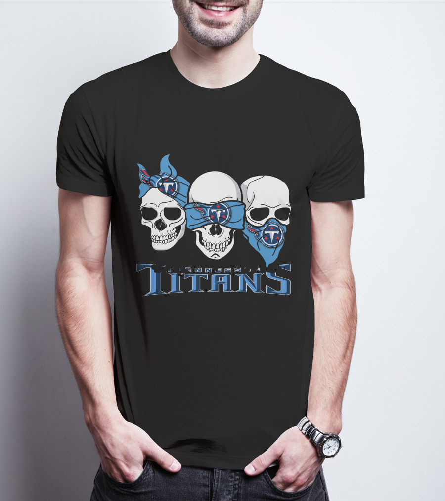 Three Skulls Tennessee Titans Bandanas T-Shirt