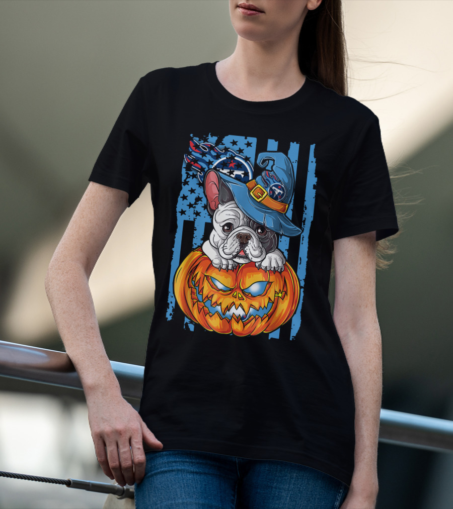 Hlw Bulldog Tennessee Titans Halloween Pumpkin Wizard Hat T-Shirt