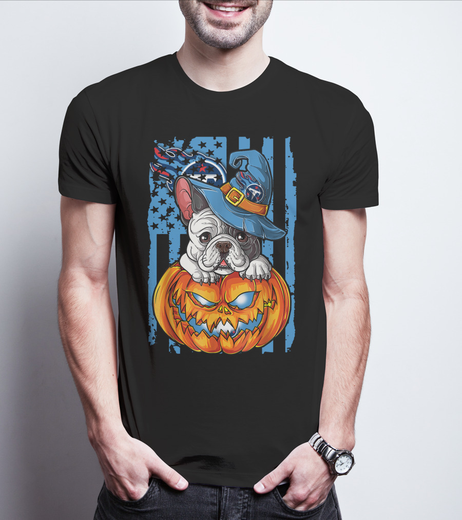Hlw Bulldog Tennessee Titans Halloween Pumpkin Wizard Hat T-Shirt