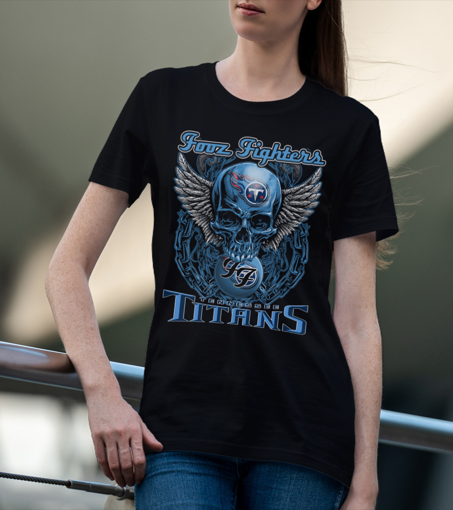 Foo Fighters Tennessee Titans Skull Winged T-Shirt