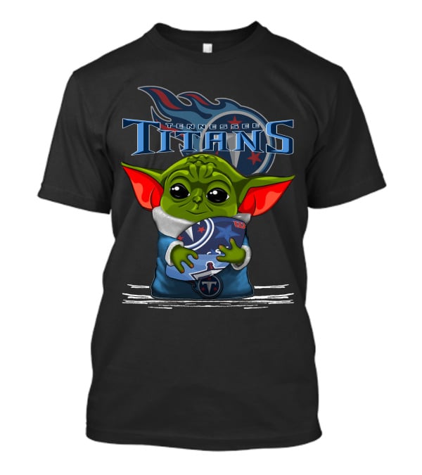 Yoda Holding Tennessee Titans Football Logo Emblem T-Shirt