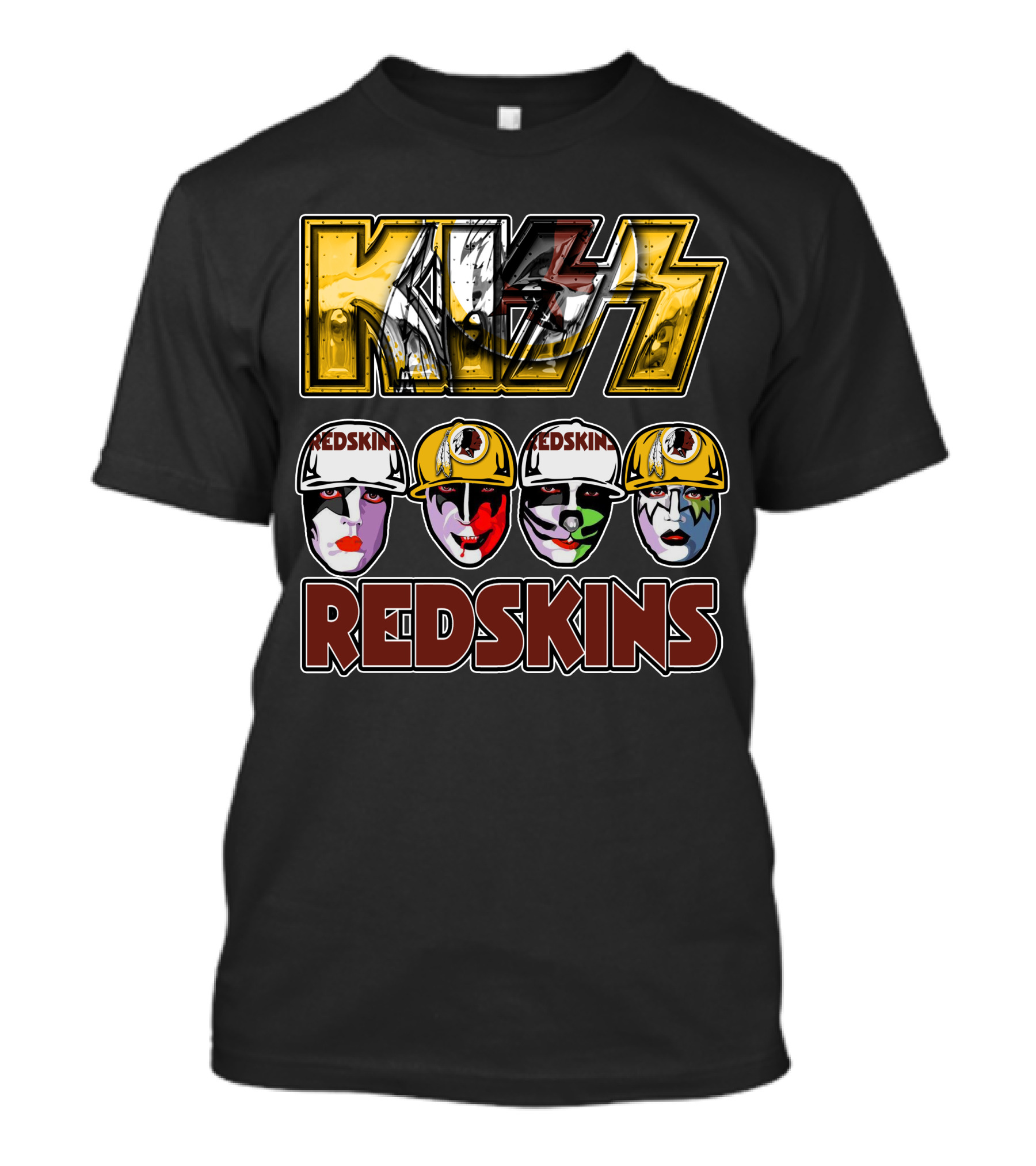 Kiss Washington Redskins Helmet Faces T-Shirt