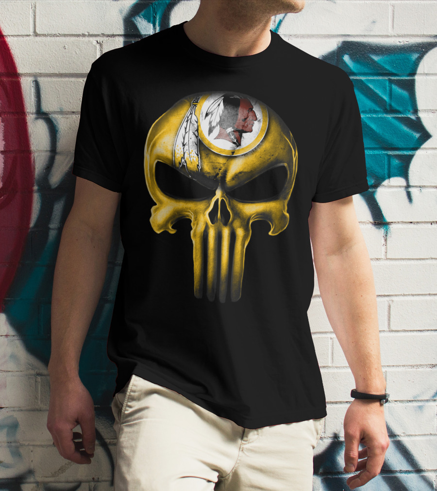 Skull Washington Redskins Logo Iconic Yellow T-Shirt