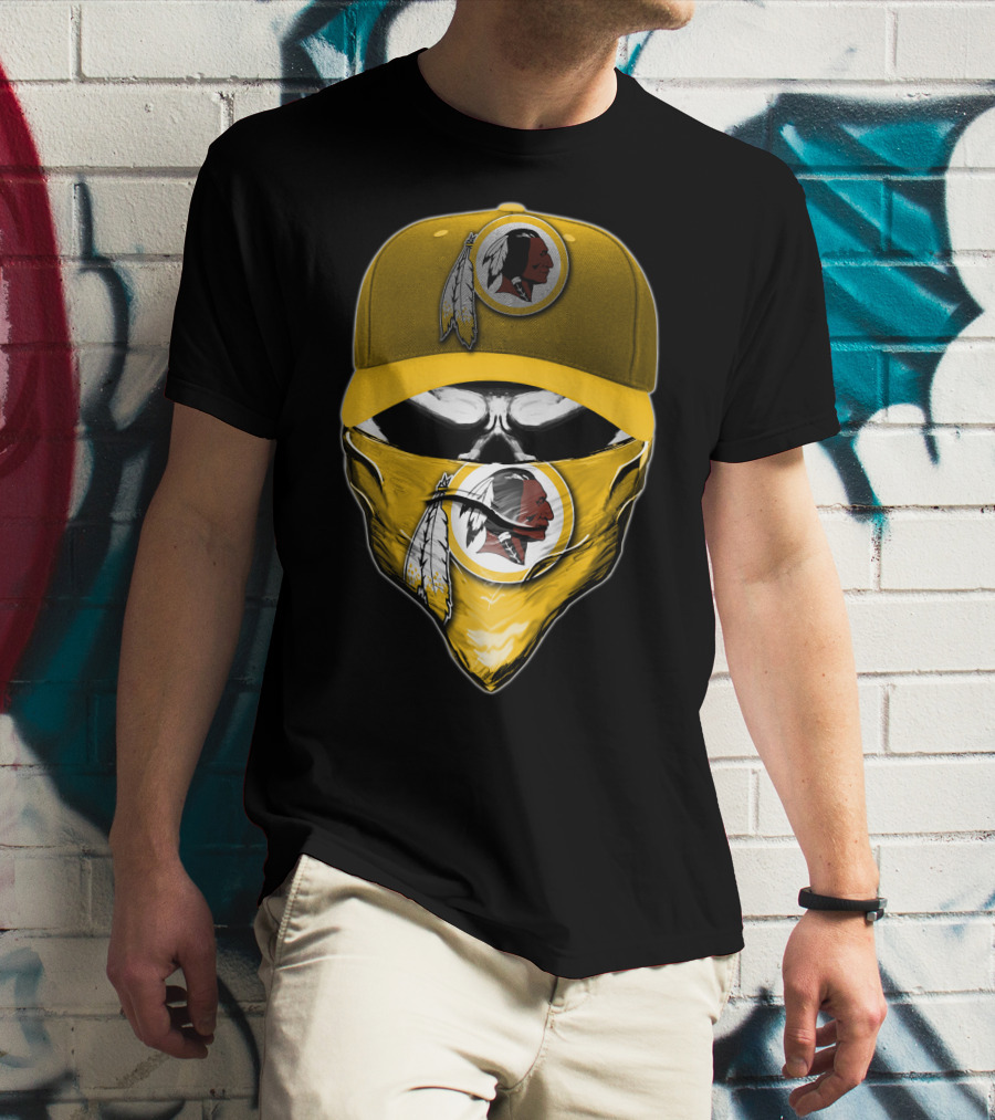 Skull V6 Washington Redskins Logo Bandana And Cap T-Shirt