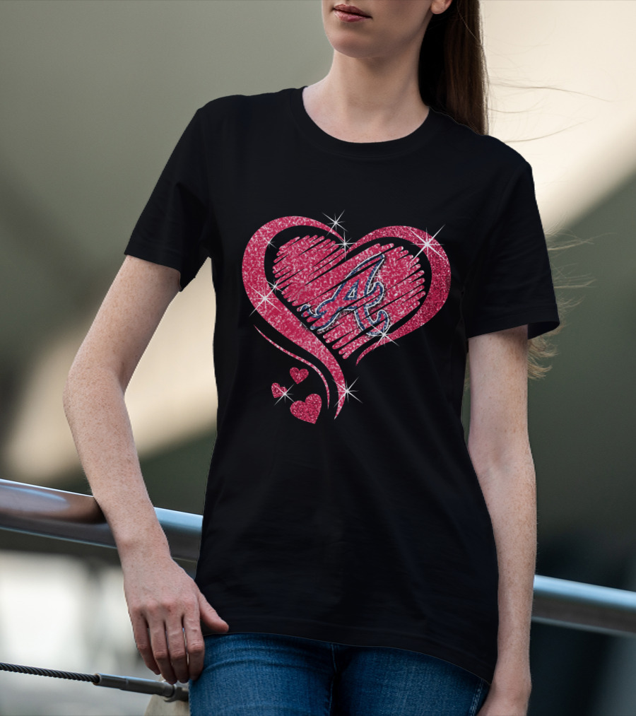 Heart Diamond Atlanta Braves Sparkling Glitter A T-Shirt