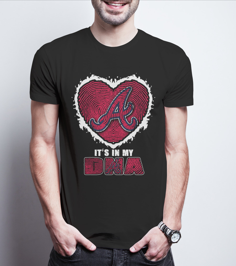 It's In My DNA Atlanta Braves Heart Fingerprint T-Shirt