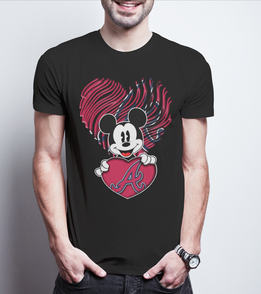 Mickey Mouse Atlanta Braves Heart T-Shirt