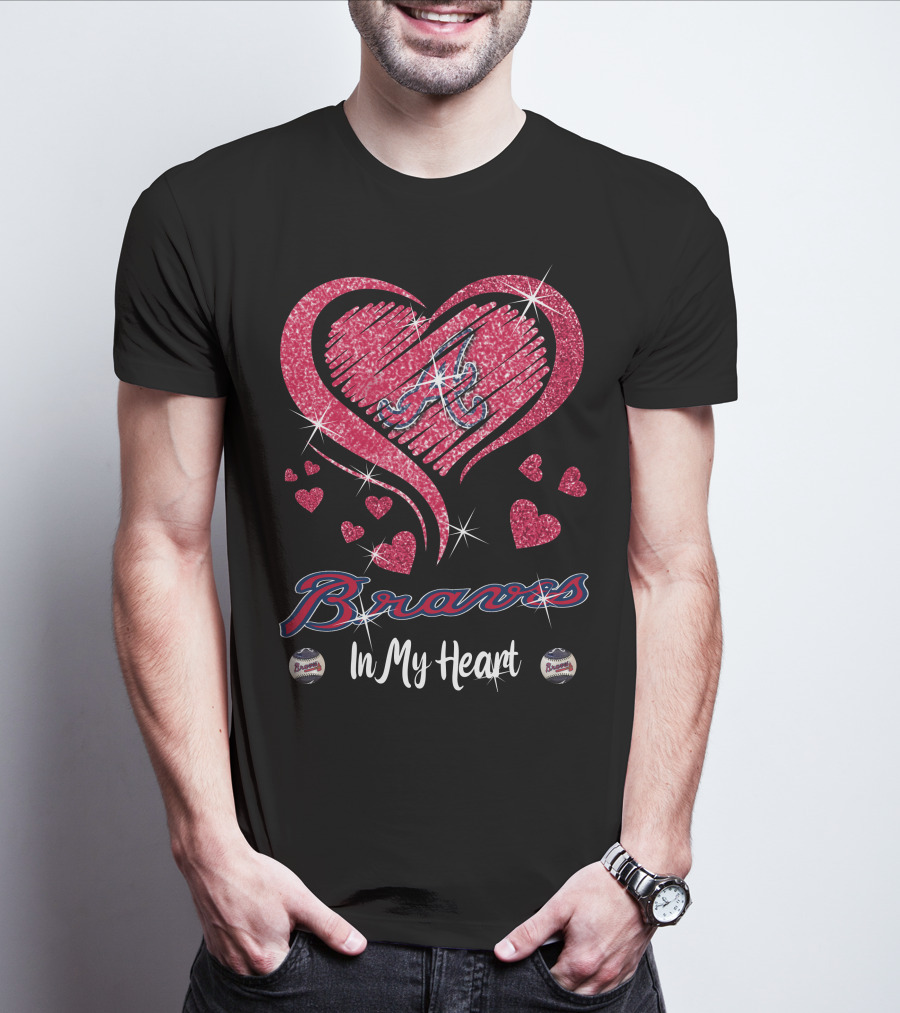 Braves In My Heart Sparkling Heart T-Shirt