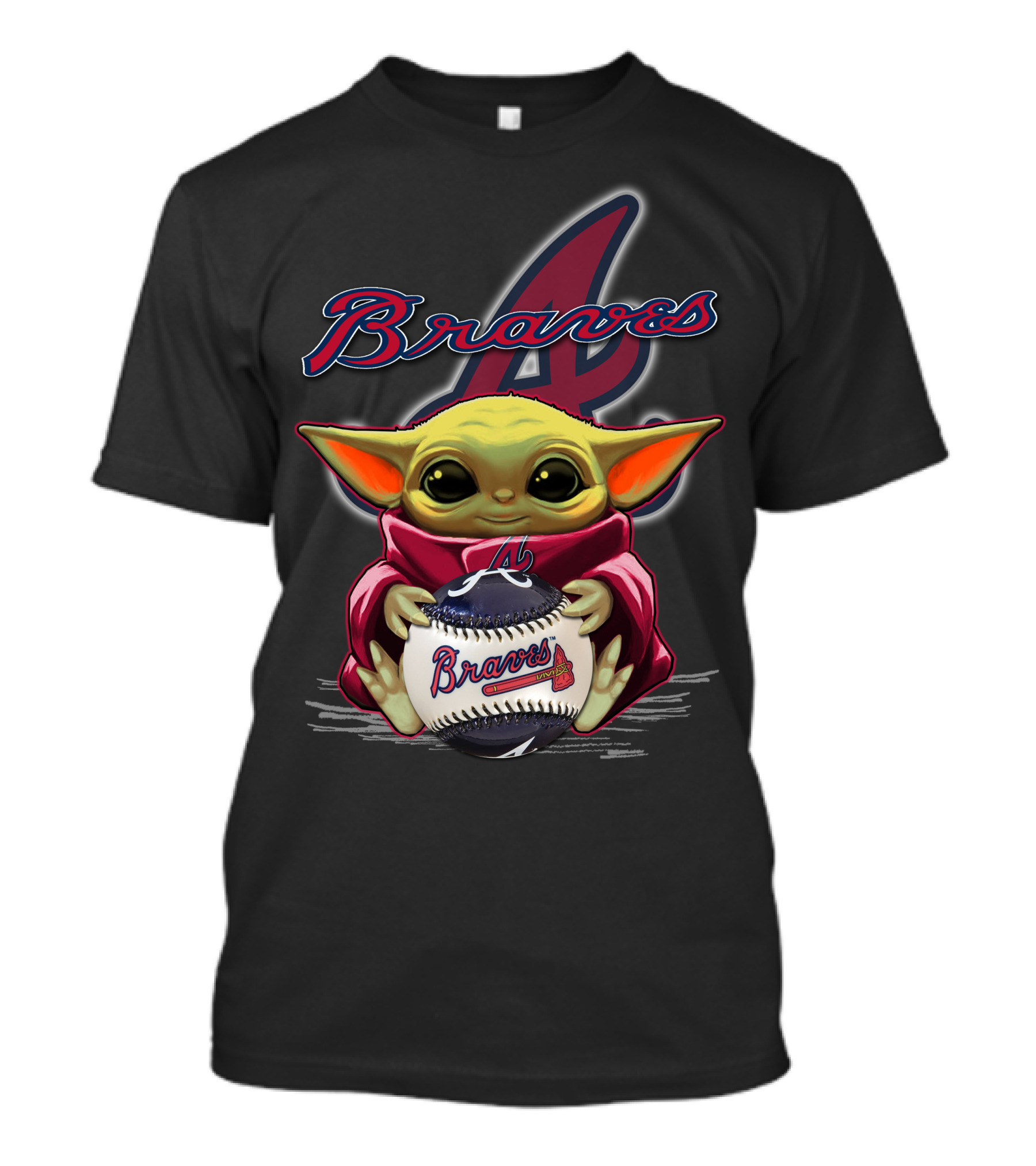 Braves Yoda Holding Baseball With Atlanta Braves T-Shirt