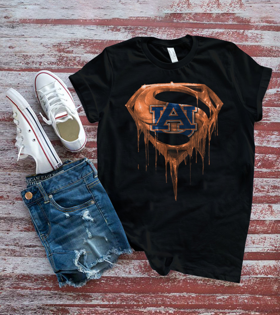 Auburn Tigers Au Logo Dripping Superhero Shield T-Shirt