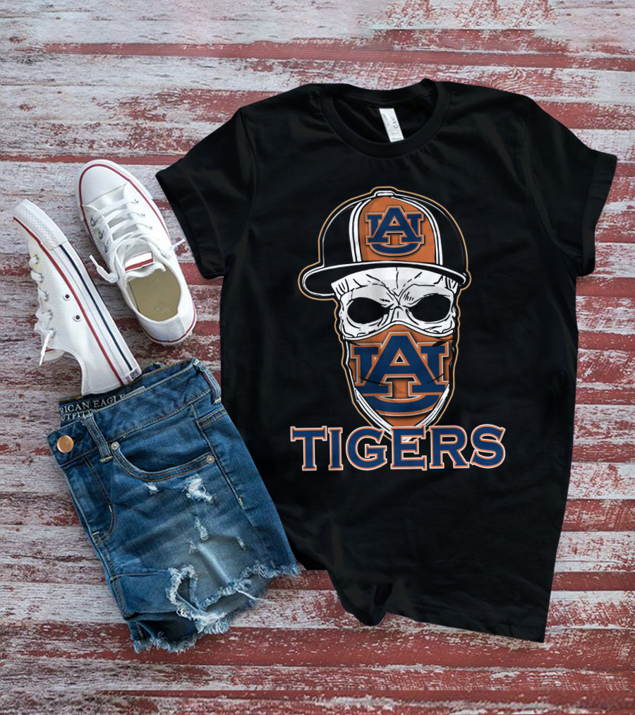 Auburn Tigers Skull With Hat T-Shirt