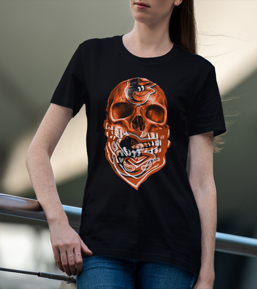 Skull Bandana V5 Baltimore Orioles T-Shirt
