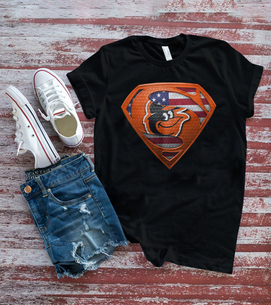 Superman Baltimore Orioles American Flag T-Shirt