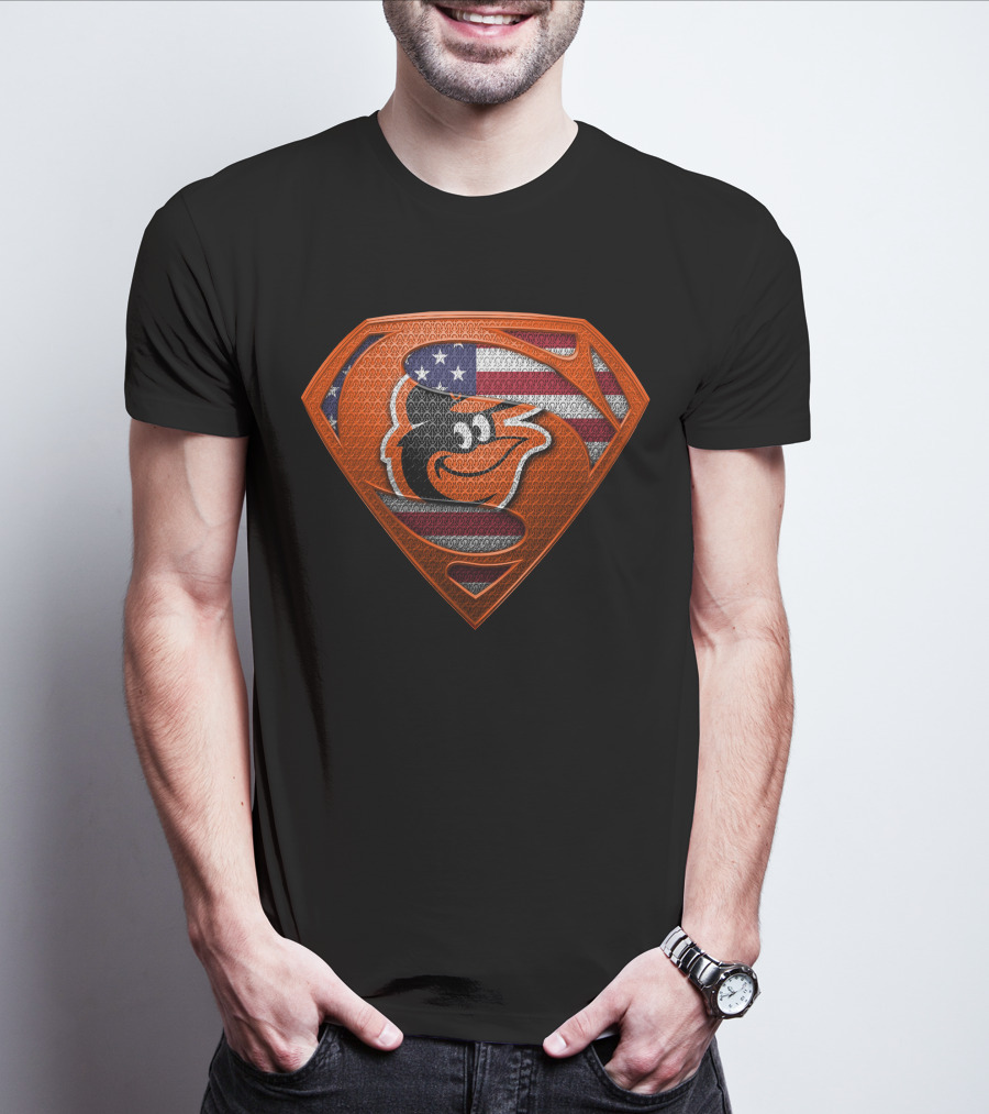 Superman Baltimore Orioles American Flag T-Shirt