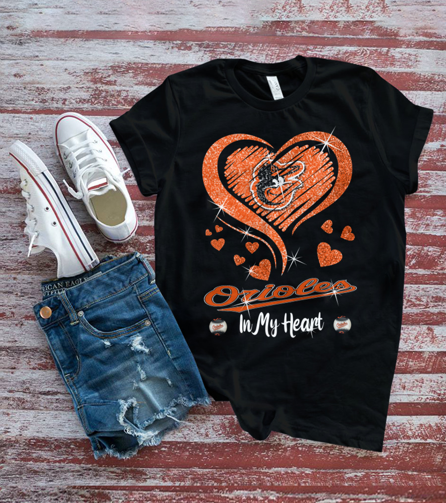 Orioles Heart Sparkle Baltimore Orioles In My Heart T-Shirt