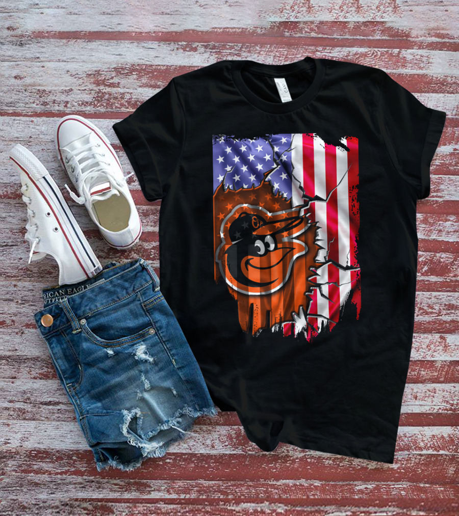 American Flag Baltimore Orioles T-Shirt