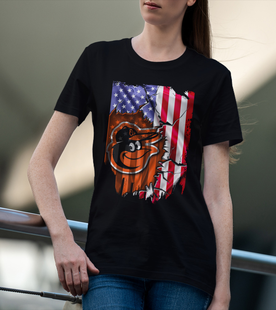 American Flag Baltimore Orioles T-Shirt