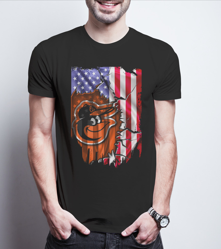 American Flag Baltimore Orioles T-Shirt