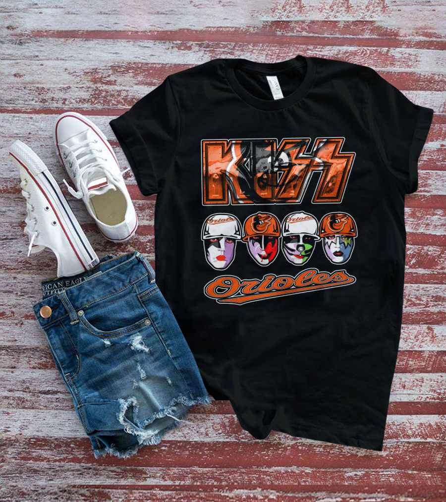 Kiss Orioles Baltimore Face Paint Baseball Crossover T-Shirt