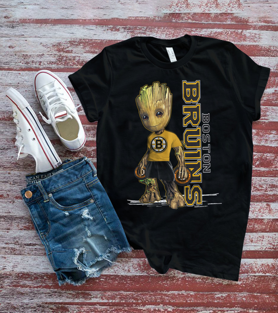 Groot Boston Bruins NHL Hockey Character Crossover T-Shirt