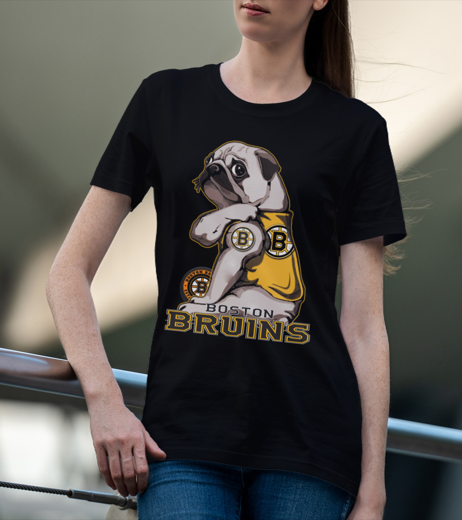 Pug Wearing Boston Bruins Jersey T-Shirt