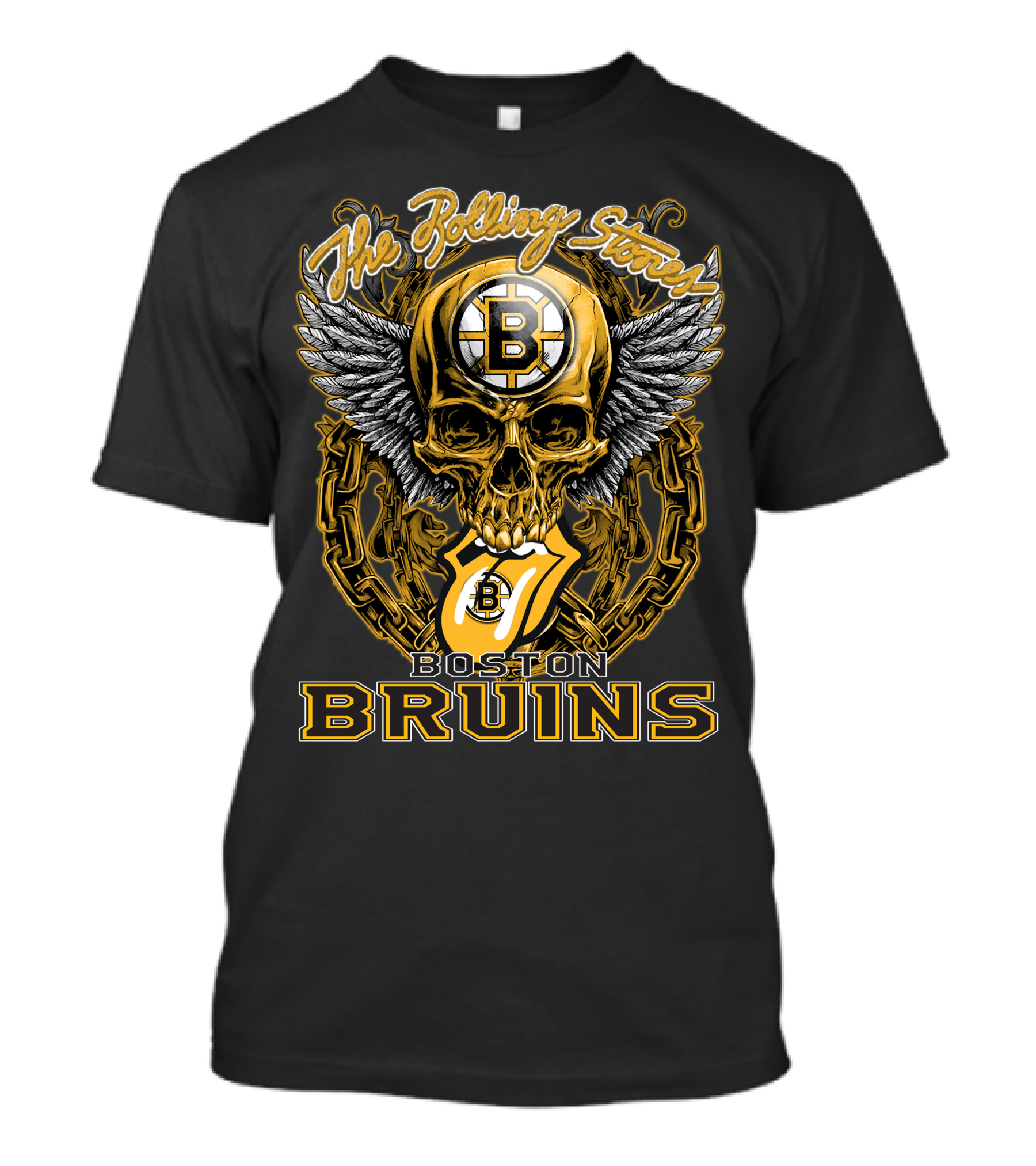 The Rolling Stones Boston Bruins Skull And Wings Iconic Collaboration T-Shirt