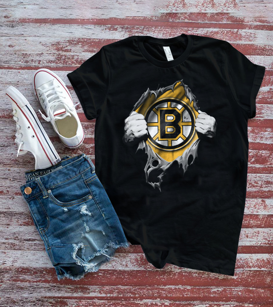 Boston Bruins Torn Ripped T-Shirt